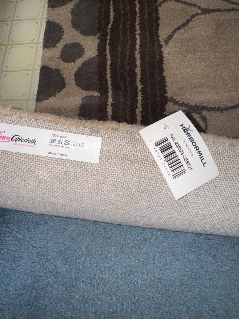 New Harbormill 100% Wool Neutral Small Runner Rug Taupe Beige 23.5”x35.5” MCM